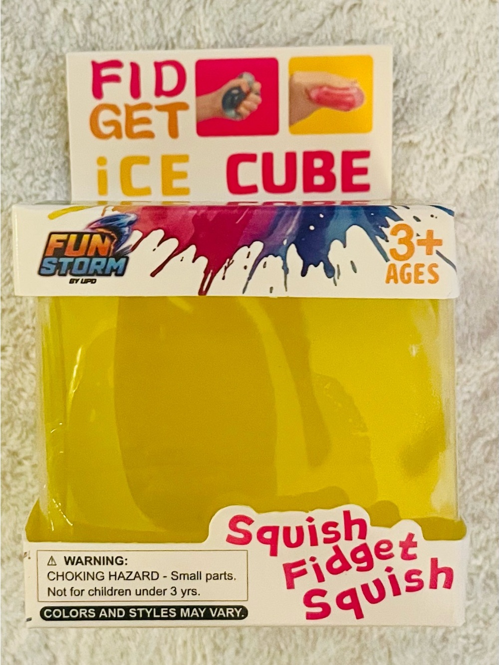 XL Storm Squish Fidget Cube Toy - Yellow